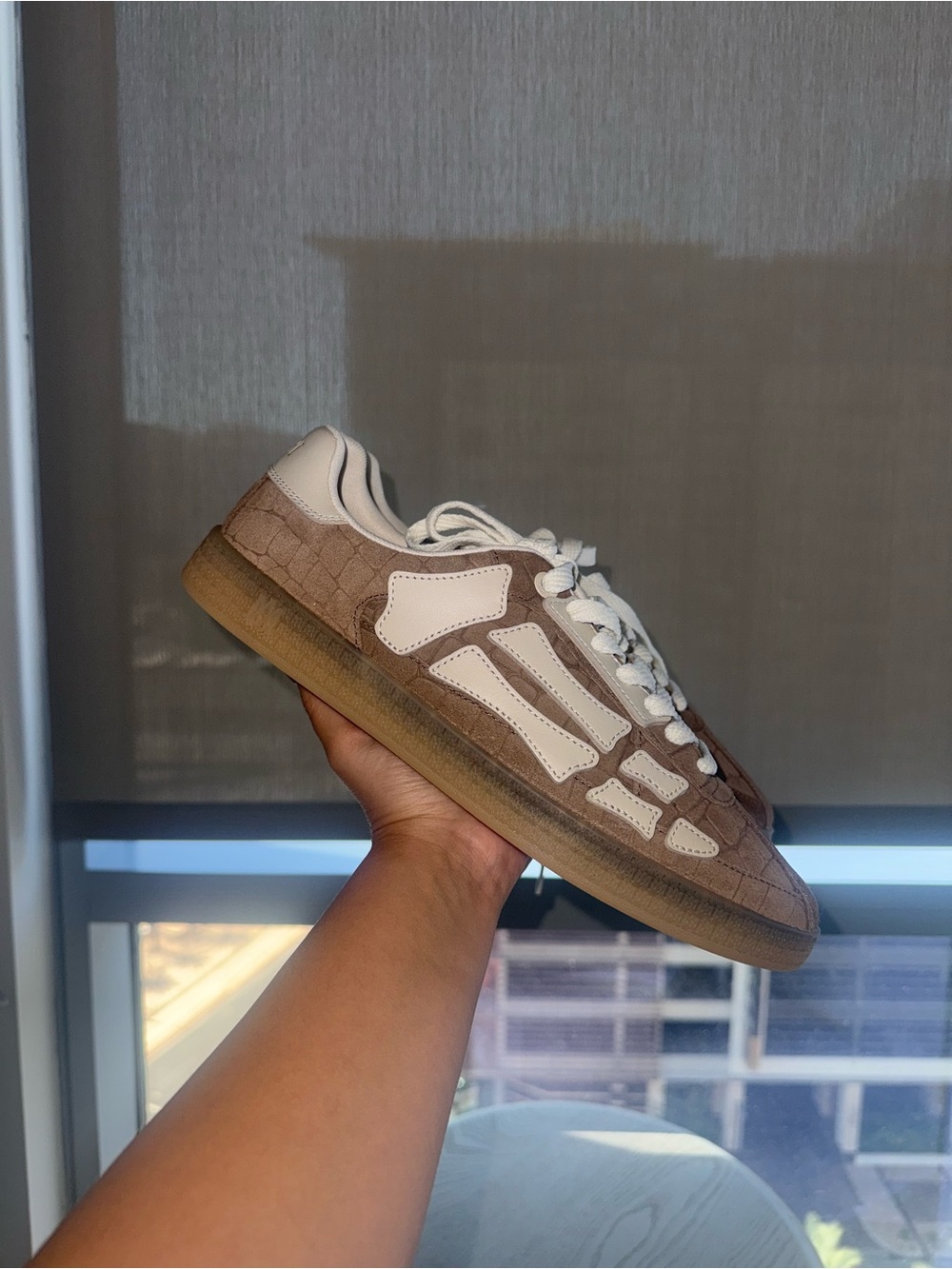 Amiri crocodile-embossed skeleton trainers